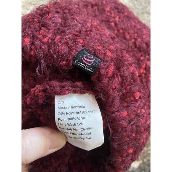 Cuddl Duds Pom Pom Beanie Hat Winter Women's Cozy Soft Knit White Black Pink Lot - Picture 4 of 5